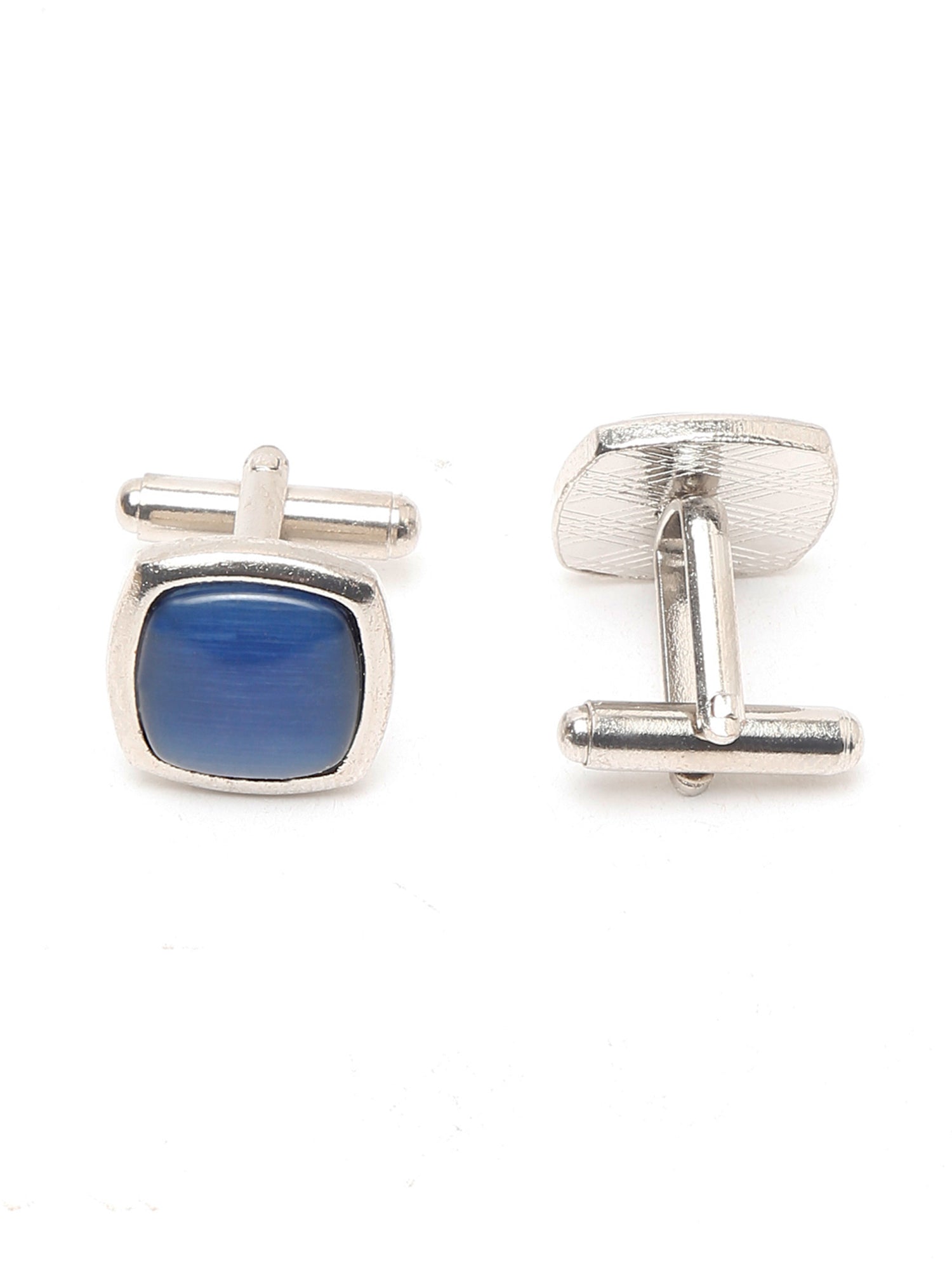Spruce Blue Luxury Italian Silk Necktie Set With Pocket Square Cufflinks Brooch Chrome Tie pin