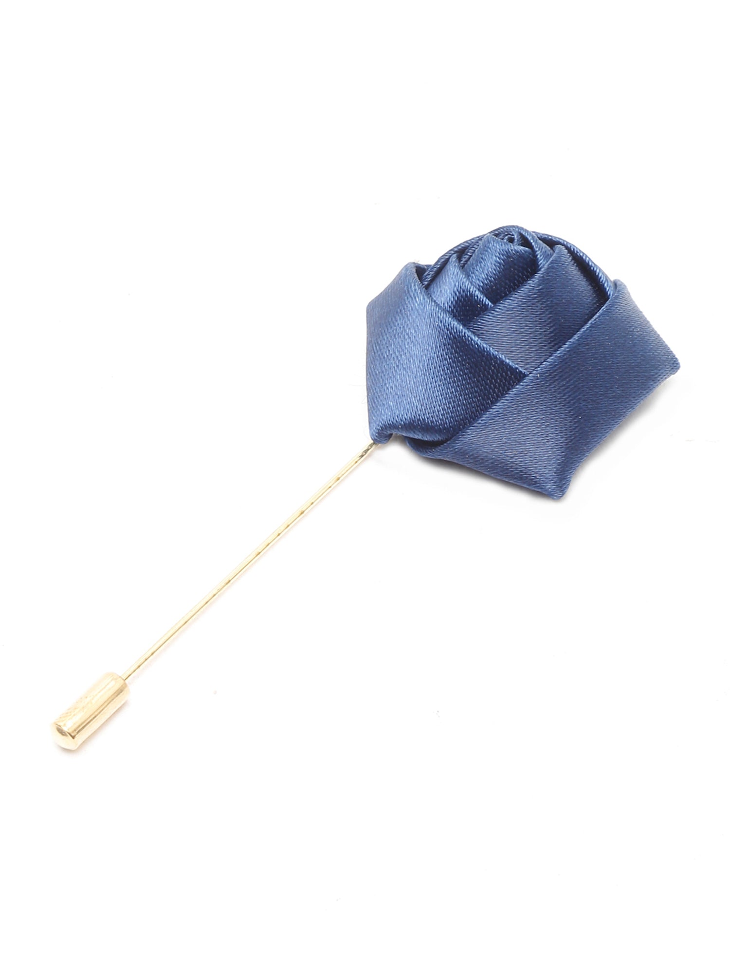 Prussian Blue Luxury Italian Silk Necktie Set With Pocket Square Cufflinks Brooch Chrome Tie pin