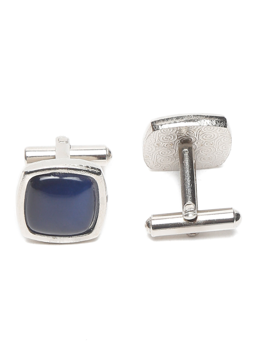 Space Blue Luxury Italian Silk Necktie Set With Pocket Square Cufflinks Brooch Gold Tie pin