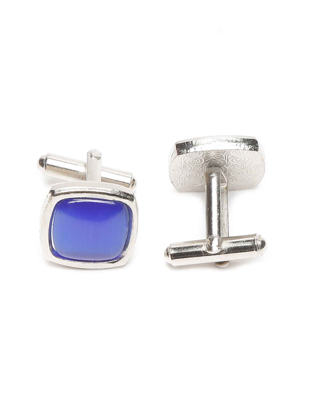 Aegean Blue Luxury Italian Silk Necktie Set With Pocket Square Cufflinks Brooch Chrome Tie pin