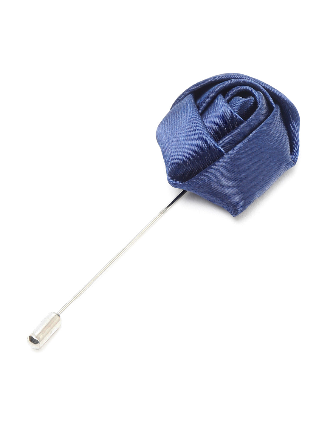Midnight Blue Luxury Italian Silk Necktie Set With Pocket Square Cufflinks Brooch Chrome Tie pin