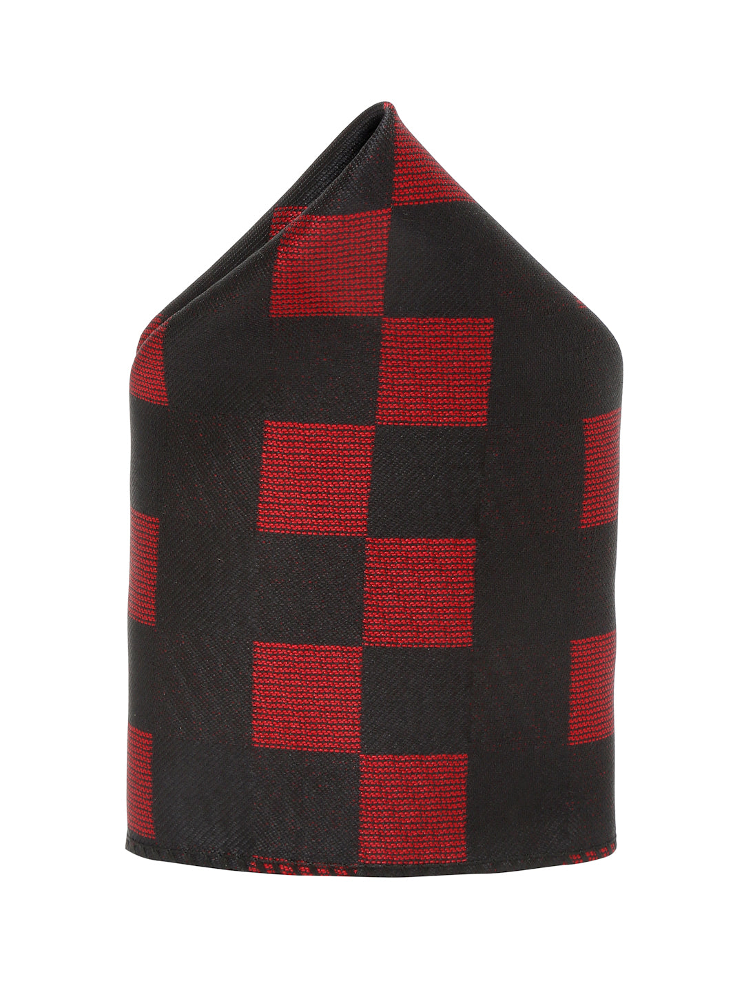 Black and Red Italian Silk Necktie Set Pocket Square Chrome Tiepin