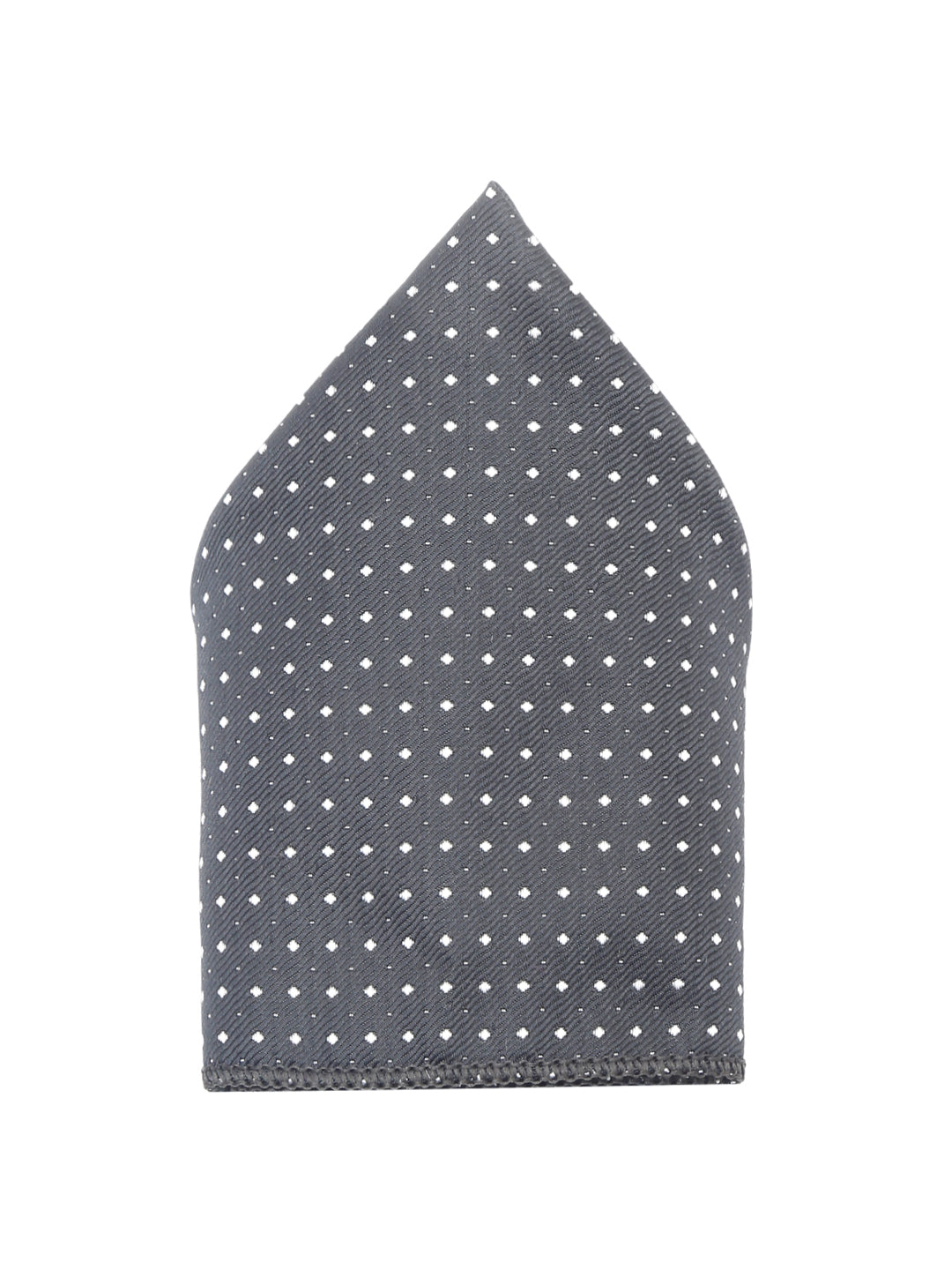 Polka Black Luxury Italian Silk Necktie Set With Pocket Square Chrome Tie pin