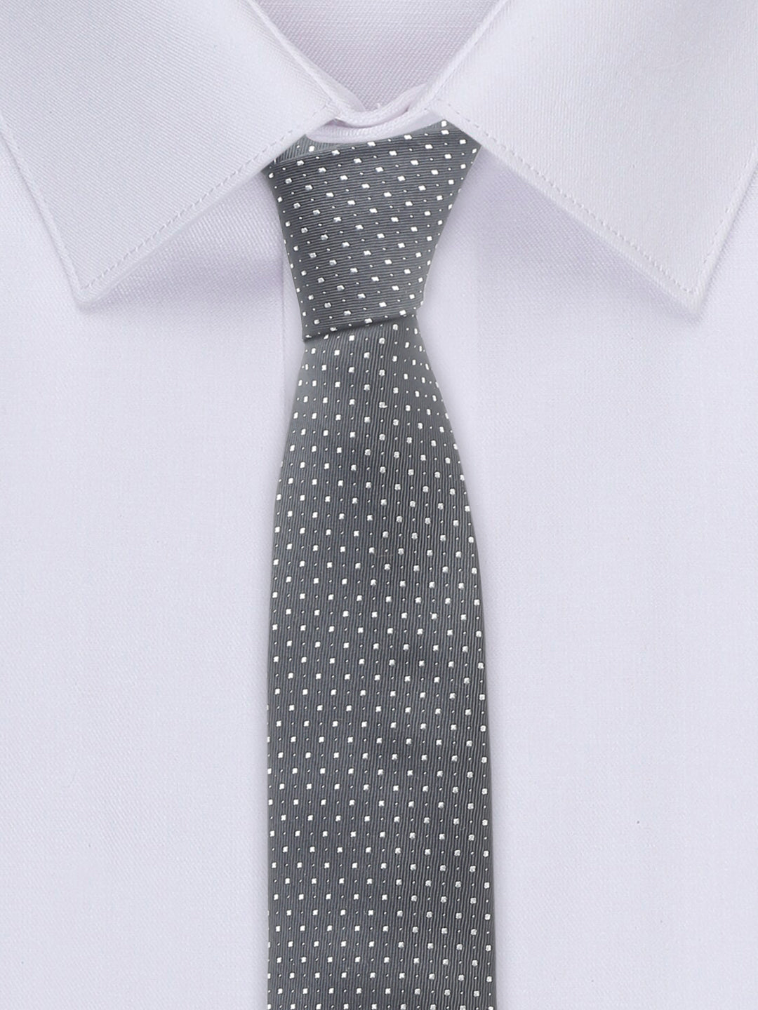 Polka Black Luxury Italian Silk Necktie Set With Pocket Square Chrome Tie pin