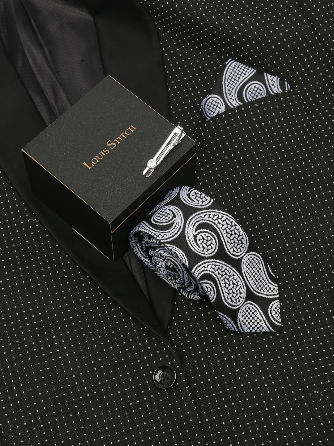 ITALIAN SILK MICRO NEAT TIE BLACK OS