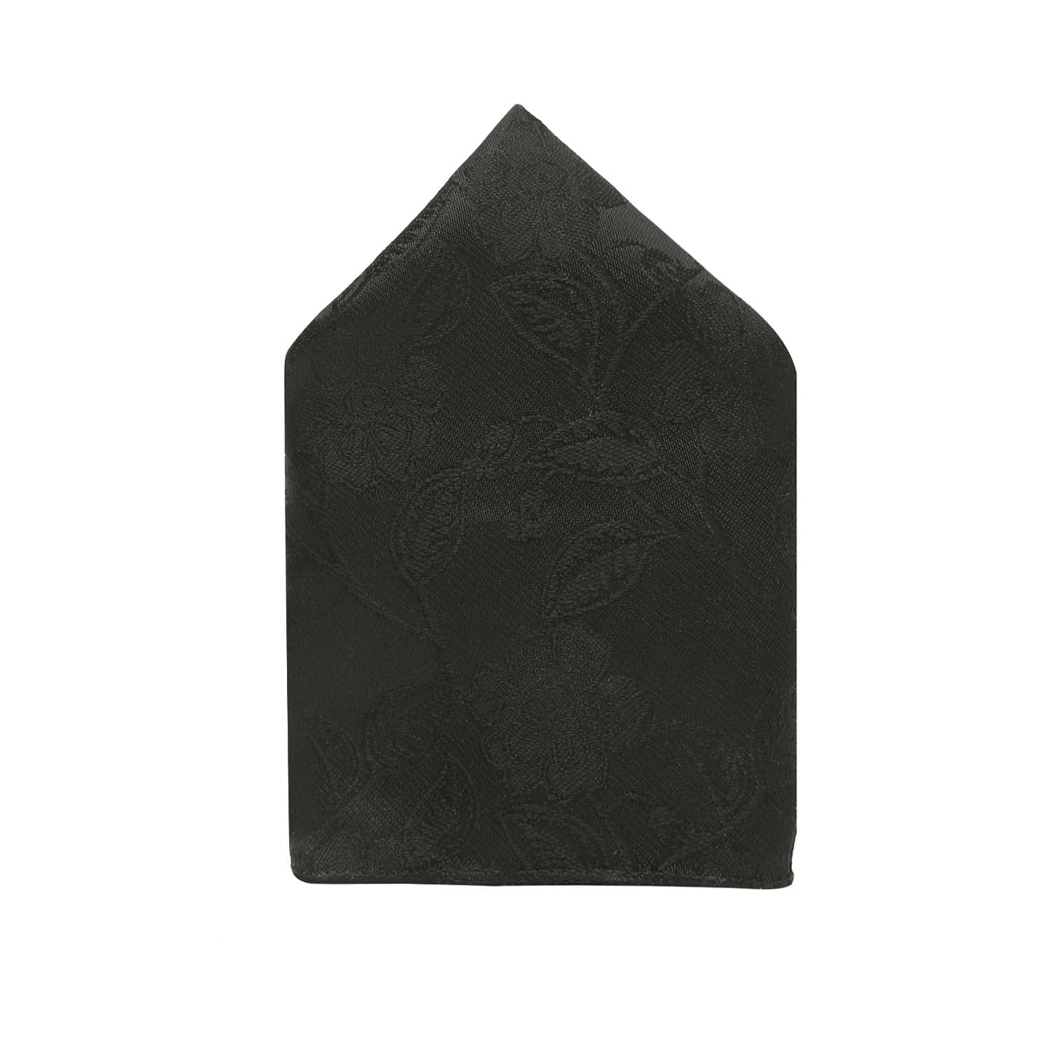 Floral Black Luxury Italian Silk Necktie Set With Pocket Square Chrome Tie pin