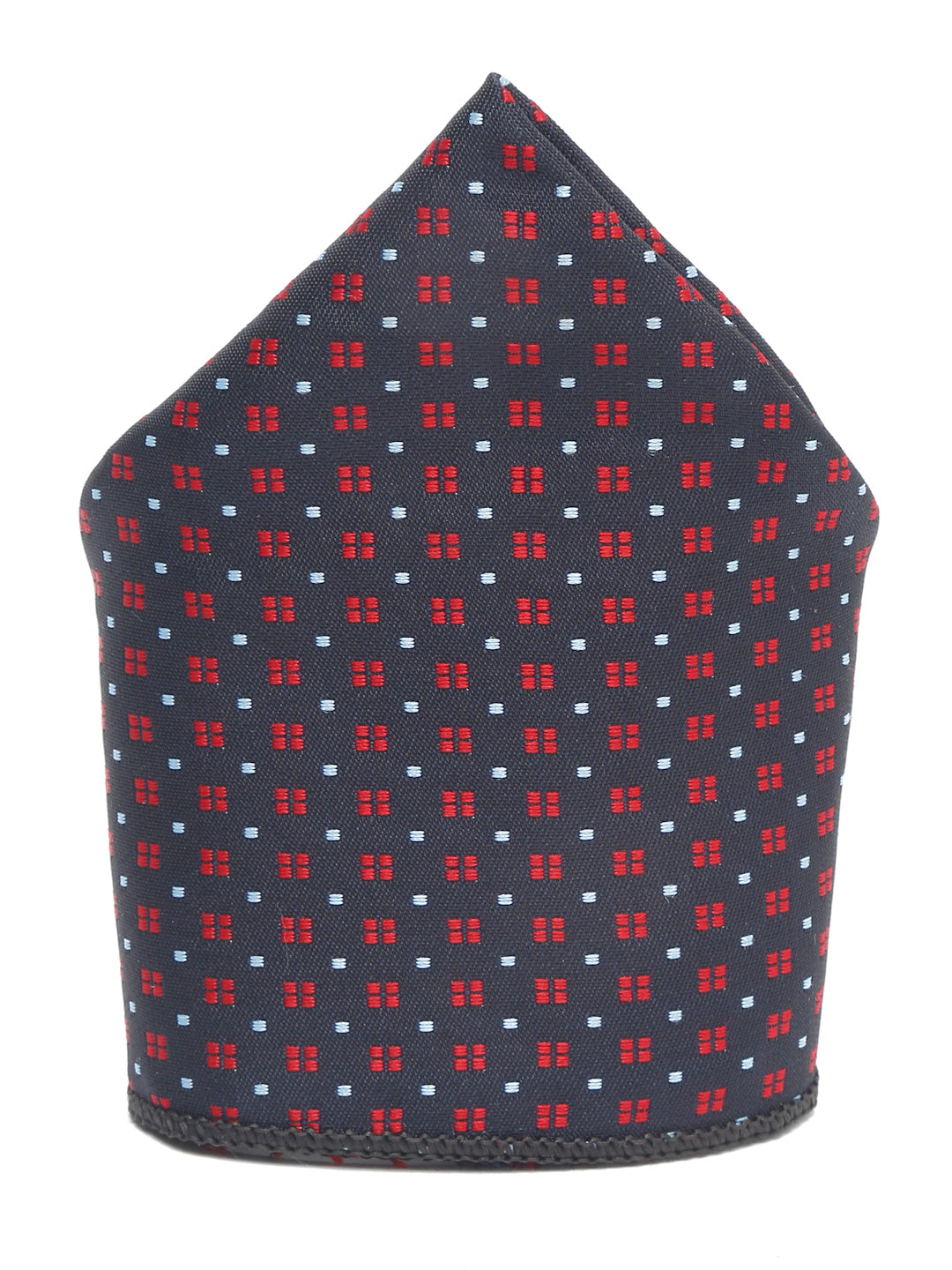 Blue Dotted Pattern Luxury Italian Silk Necktie Set With Pocket Square Chrome Tie pin