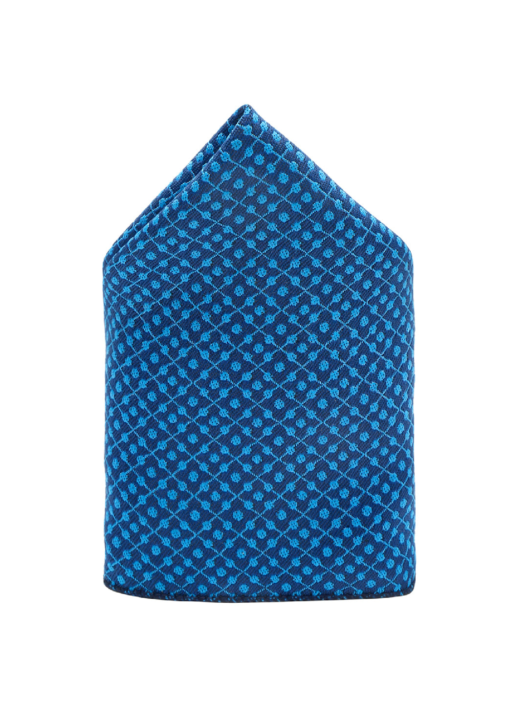 Polka Dotted Blue Luxury Italian Silk Necktie Set With Pocket Square Chrome Tie pin