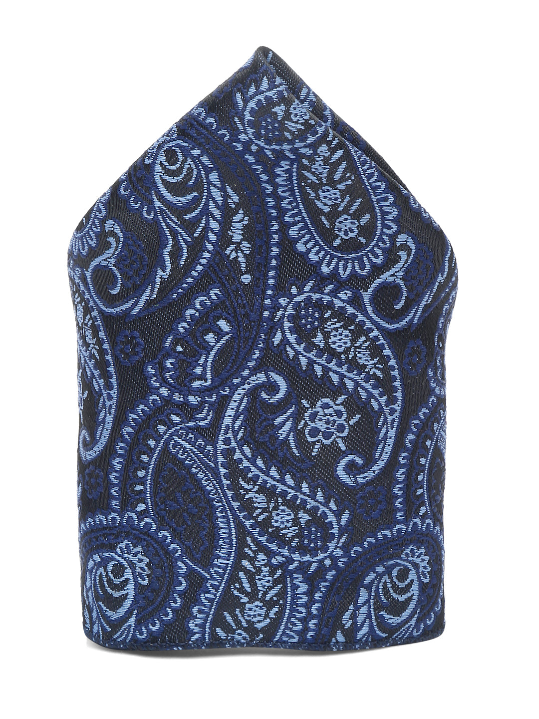 Denim Blue Luxury Italian Silk Necktie Set With Pocket Square Chrome Tie pin