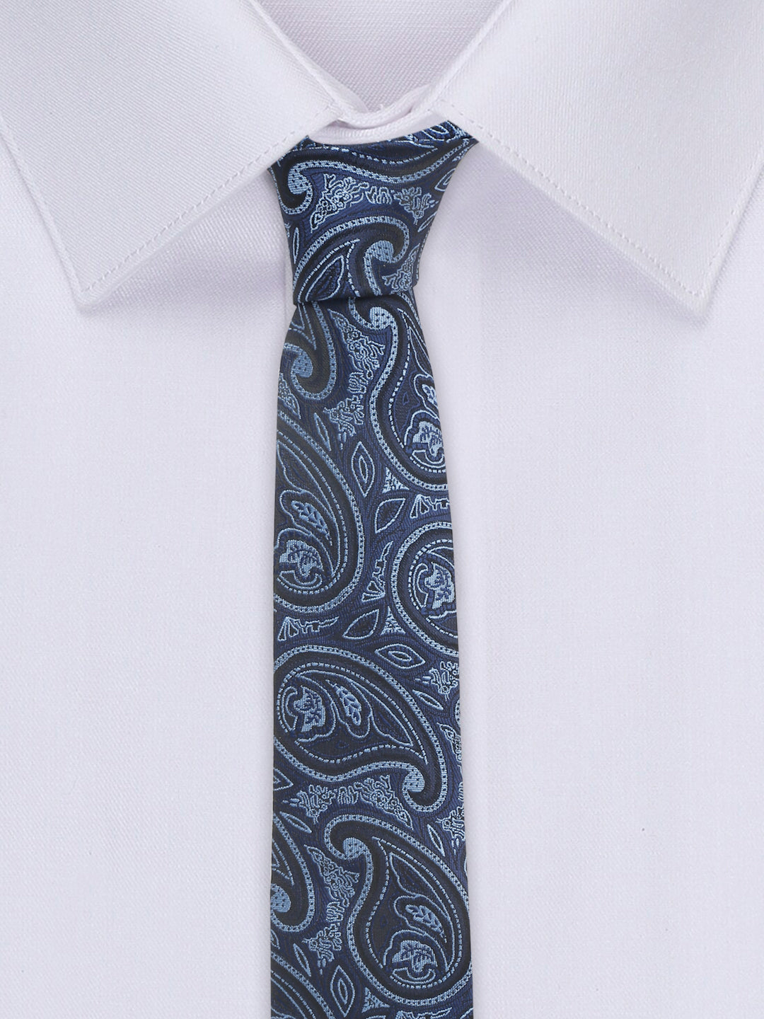 Yale Blue Luxury Italian Silk Necktie Set With Pocket Square Chrome Tie pin