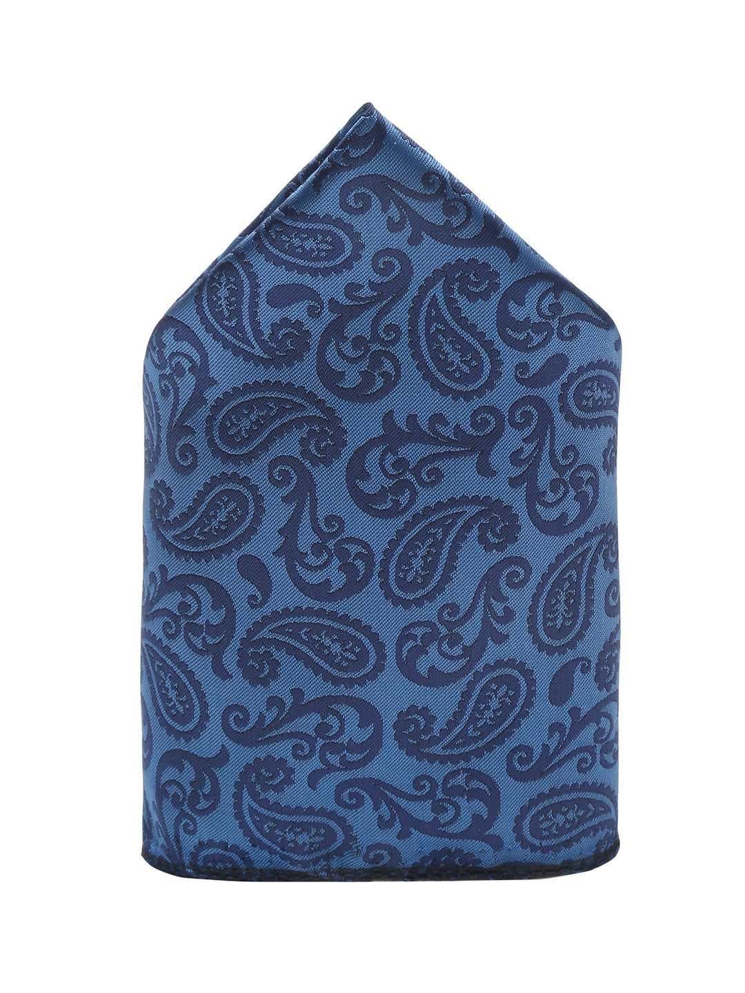 Cobalt Blue Luxury Italian Silk Necktie Set With Pocket Square Chrome Tie pin