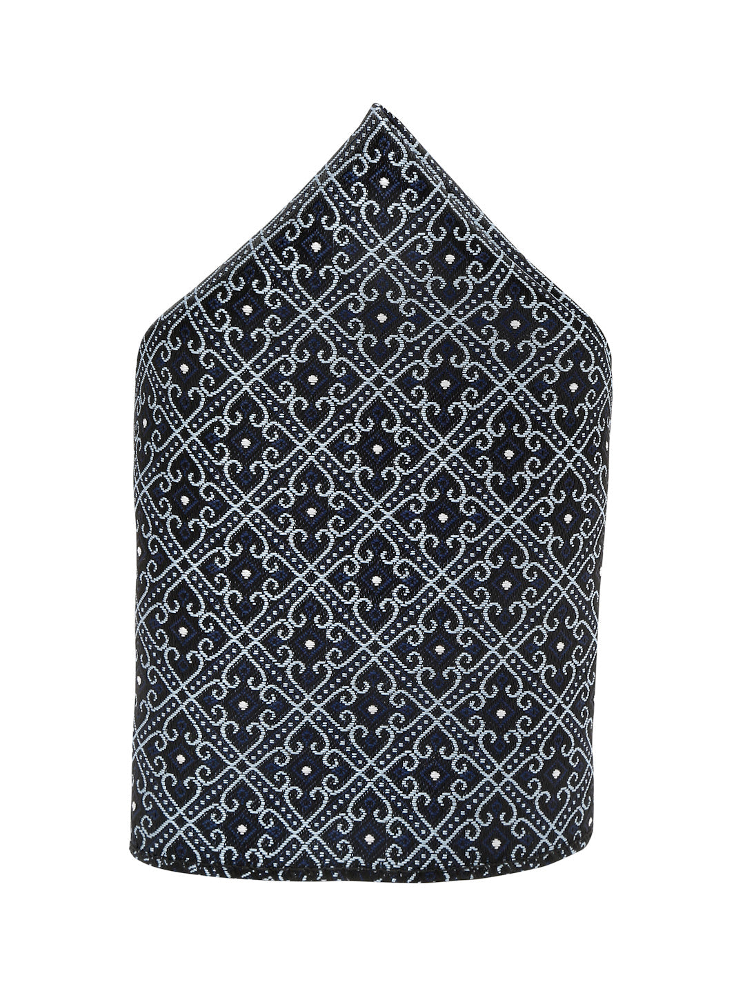Denim Blue Italian Silk Necktie Set Pocket Square Chrome Tiepin