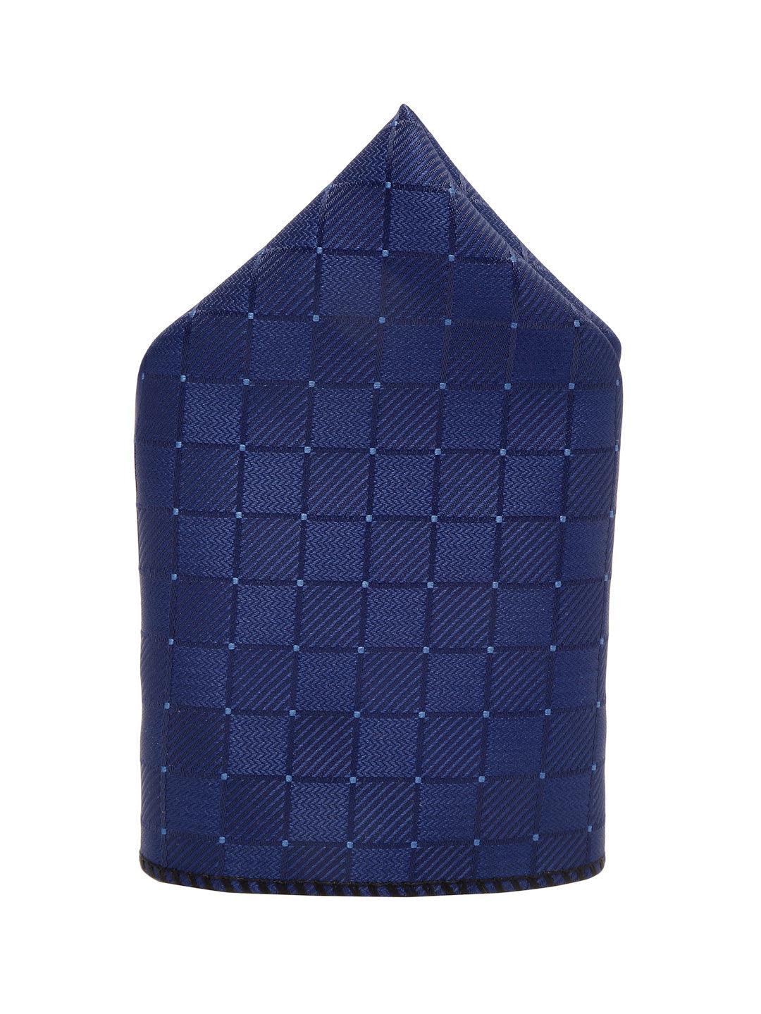 Marine Blue Italian Silk Necktie Set Pocket Square Chrome Tiepin