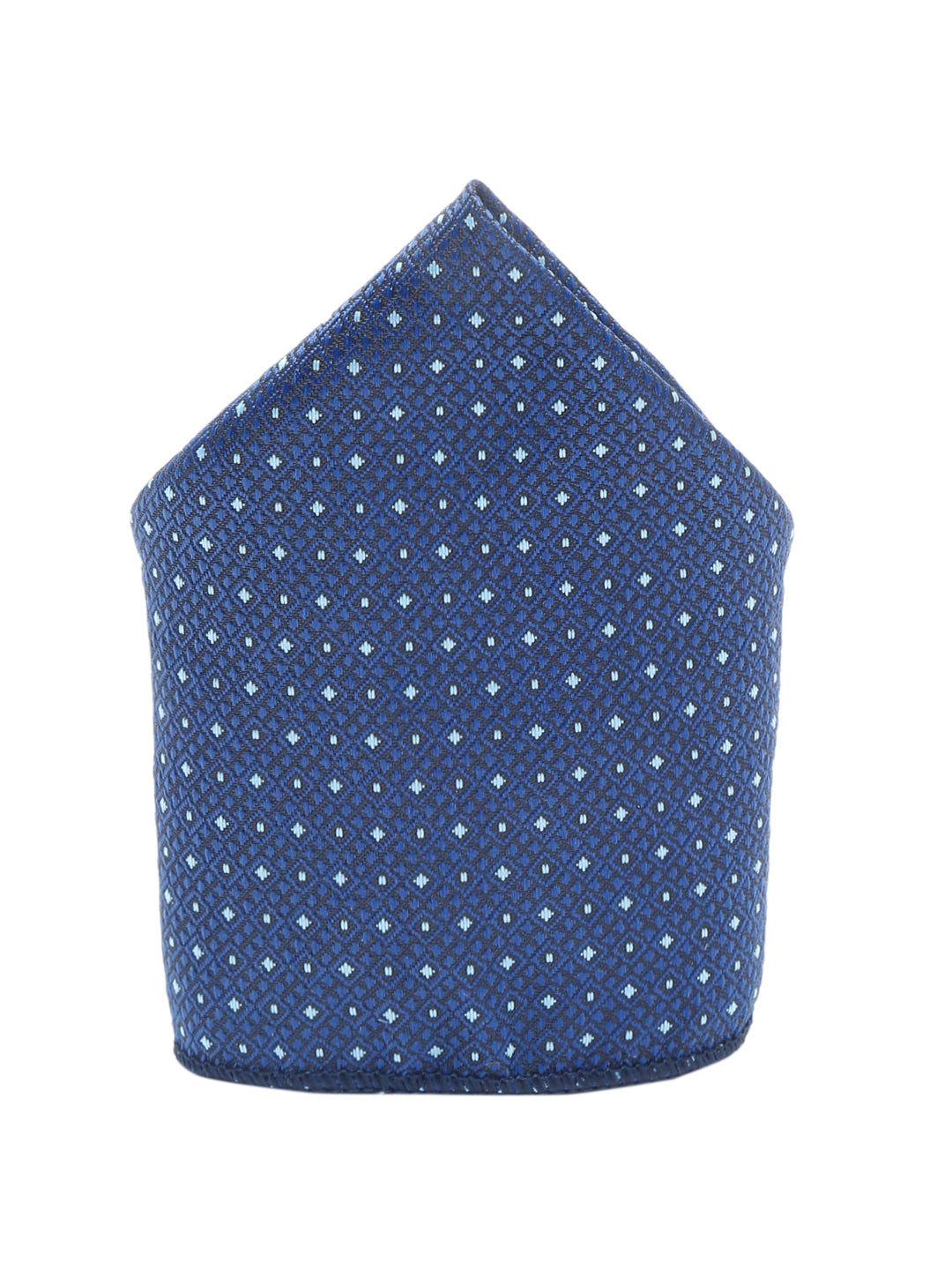 Midnight Blue Luxury Italian Silk Necktie Set With Pocket Square Chrome Tie pin
