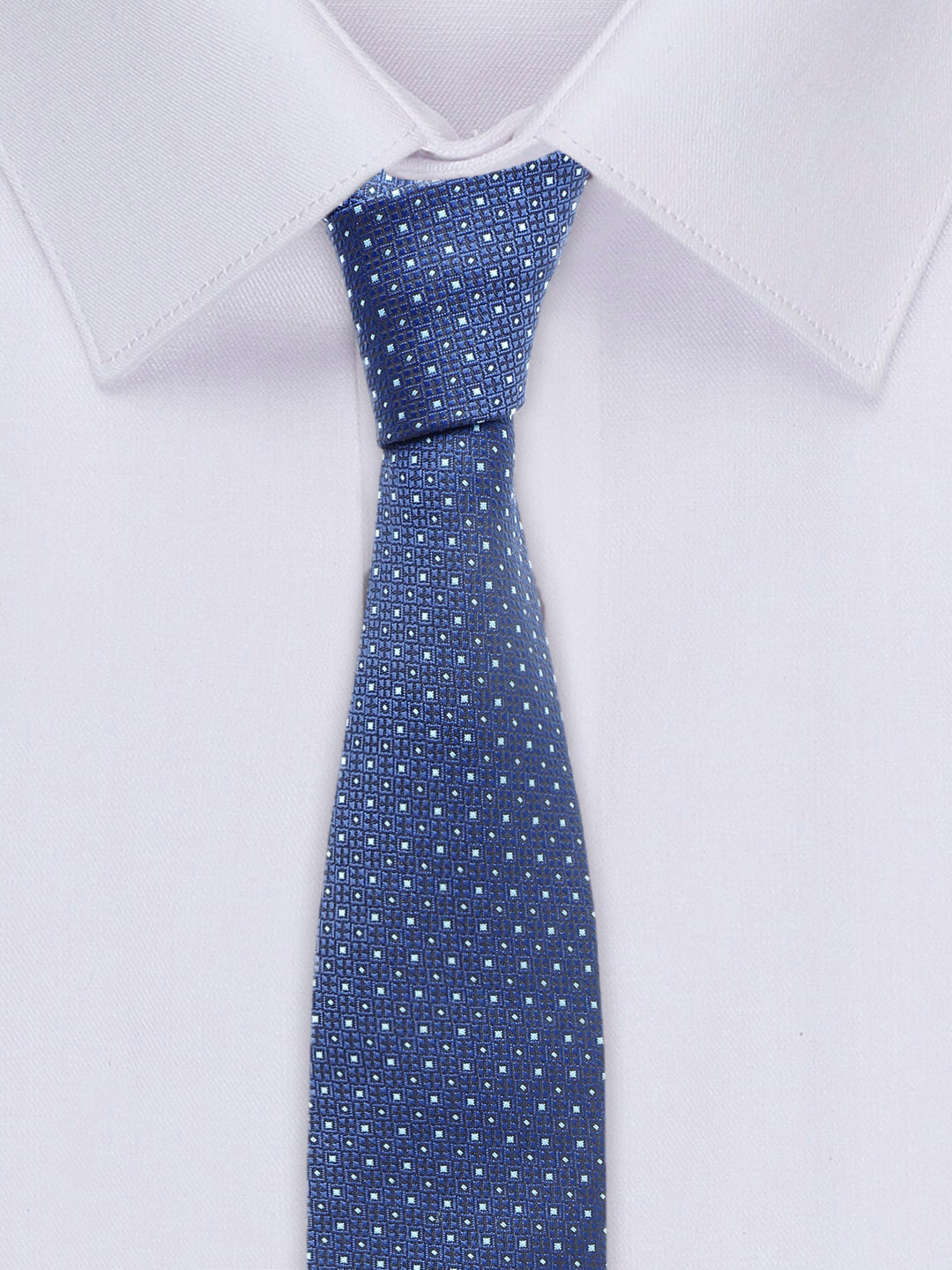Midnight Blue Luxury Italian Silk Necktie Set With Pocket Square Chrome Tie pin