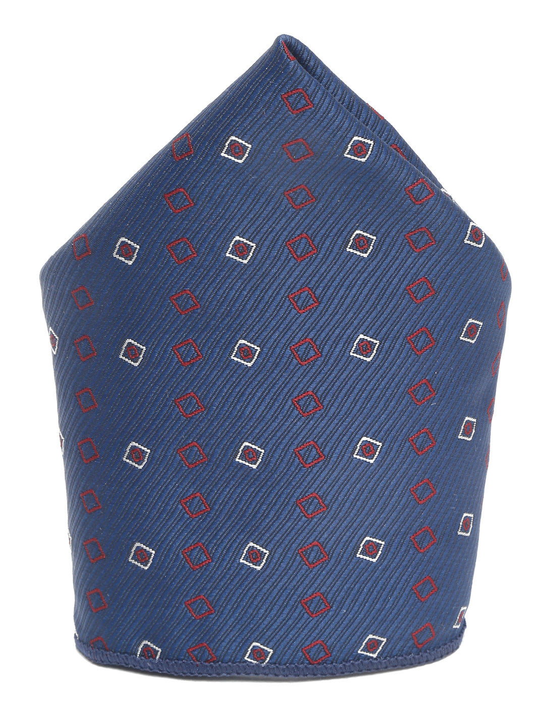 Navy Blue Luxury Italian Silk Necktie Set With Pocket Square Chrome Tie pin