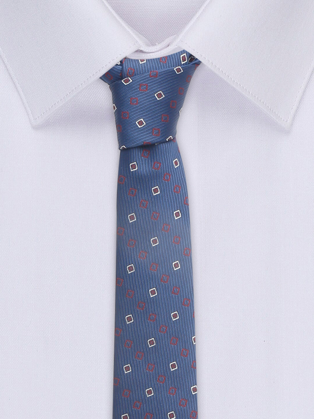 Navy Blue Luxury Italian Silk Necktie Set With Pocket Square Chrome Tie pin