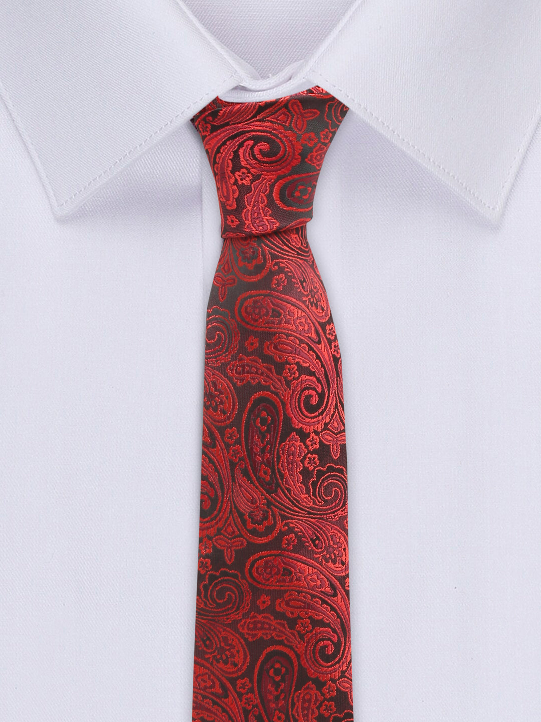 Ferrari red Luxury Italian Silk Necktie Set With Pocket Square Chrome Tie pin