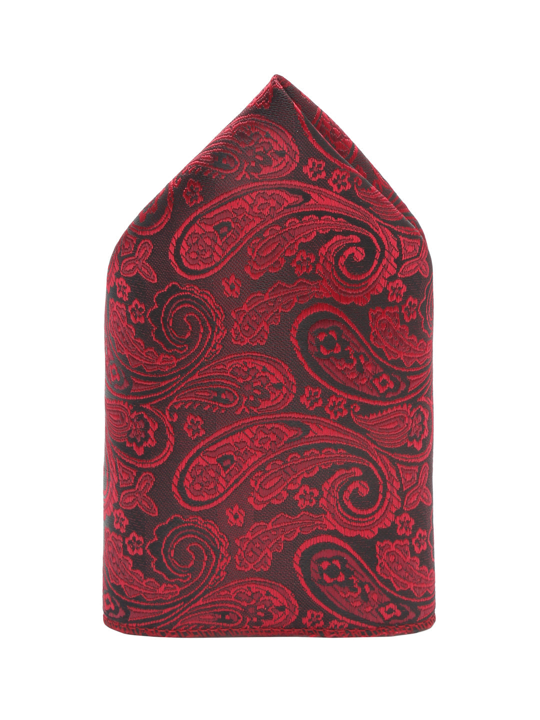 Persian Red Luxury Italian Silk Necktie Set With Pocket Square Chrome Tie pin