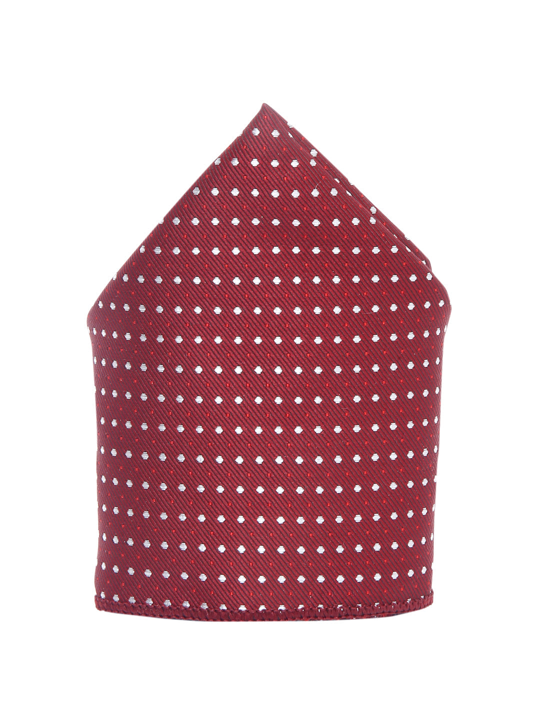 Polka Red Luxury Italian Silk Necktie Set With Pocket Square Chrome Tie pin