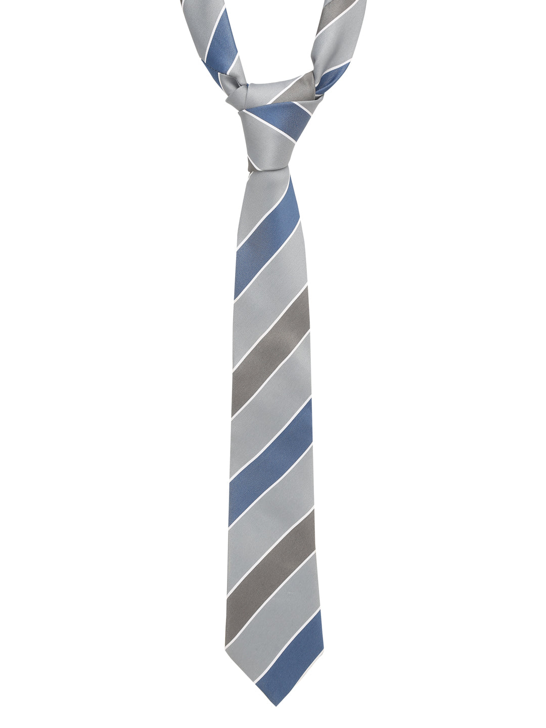 Lined Blue Luxury Italian Silk Necktie Set With Pocket Square Chrome Tie pin