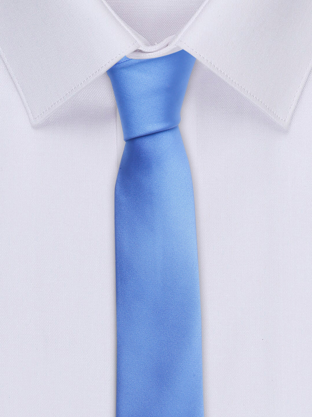 Spanish Blue Luxury Italian Silk Necktie Set With Pocket Square Chrome Tie pin