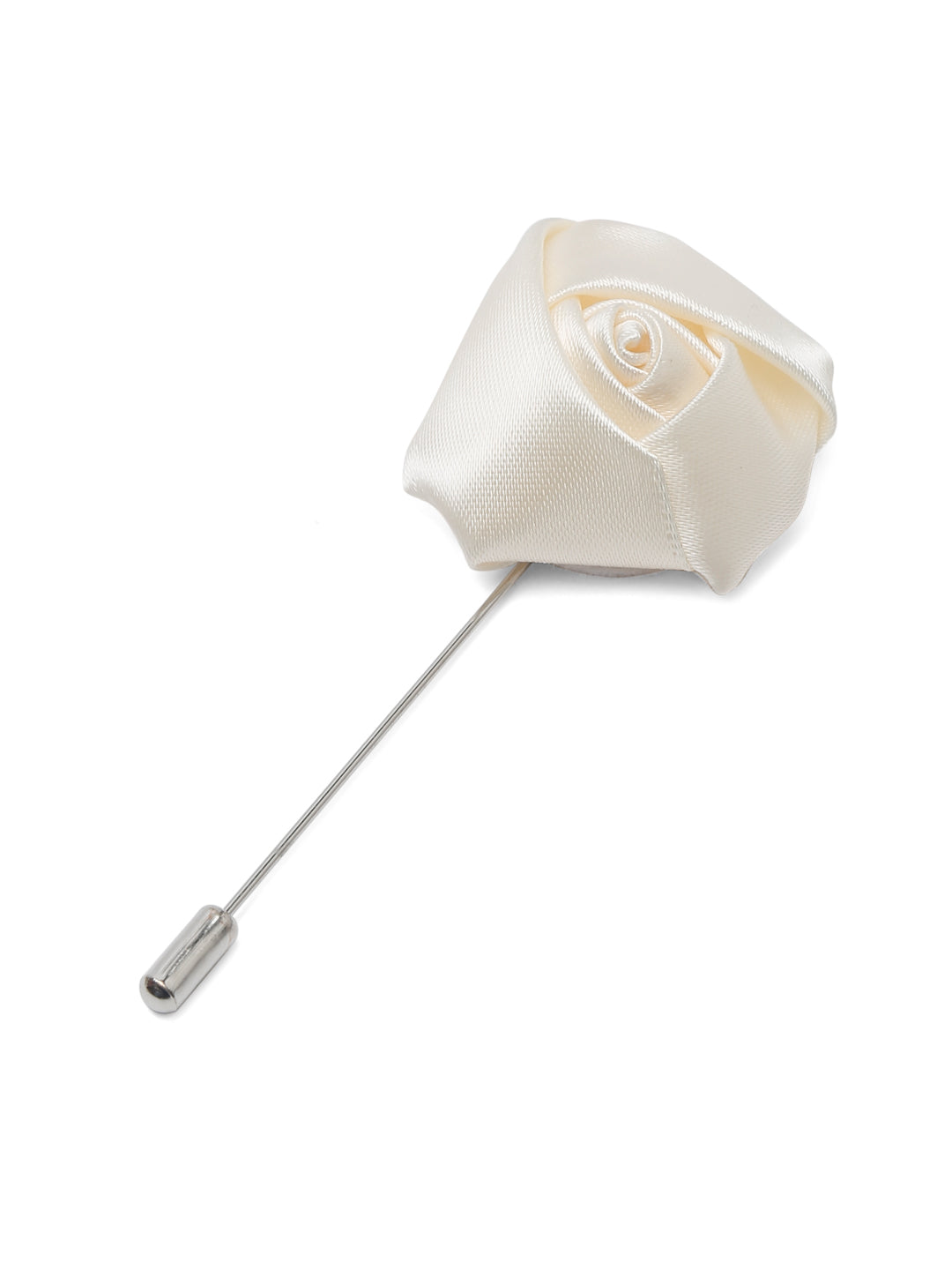 American Cream Luxury Italian Silk Necktie Set With Pocket Square Chrome Tie pin