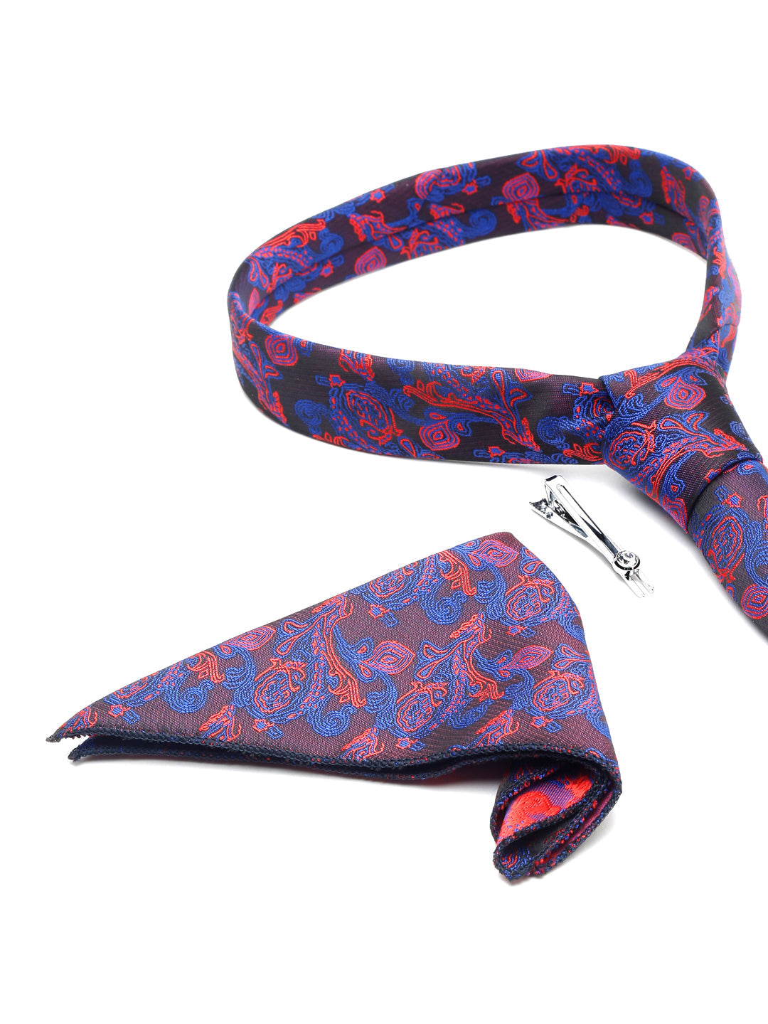 Lilac Purple Luxury Italian Silk Necktie Set With Pocket Square Chrome Tie pin