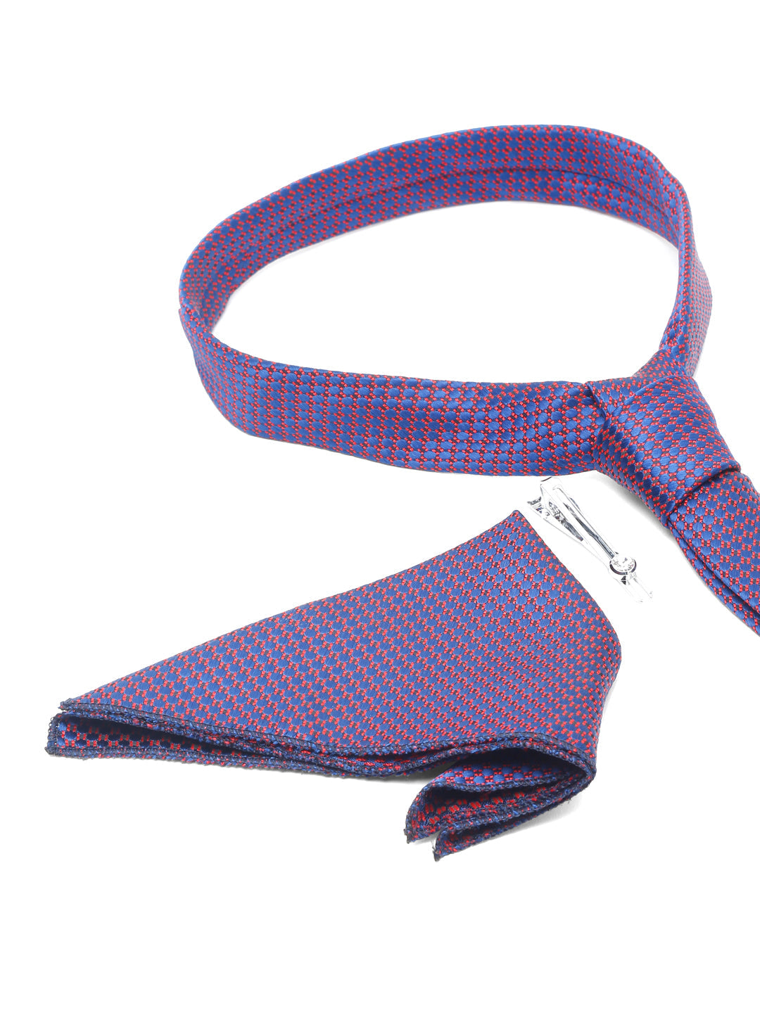 Dark Purple Luxury Italian Silk Necktie Set With Pocket Square Chrome Tie pin