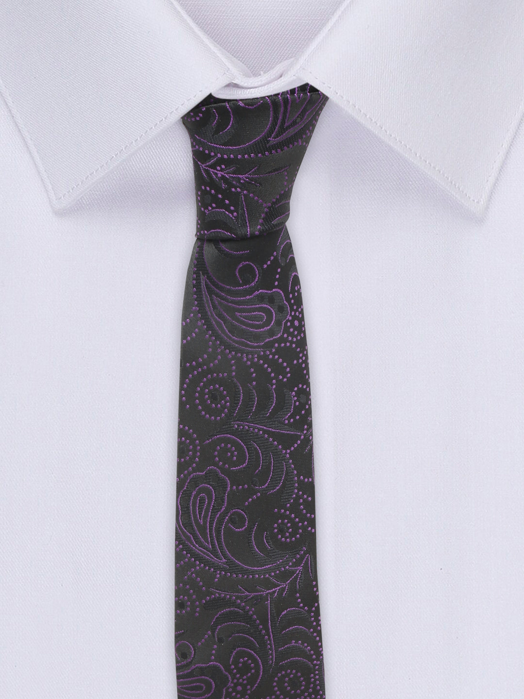 Heather Purple Luxury Italian Silk Necktie Set With Pocket Square Chrome Tie pin
