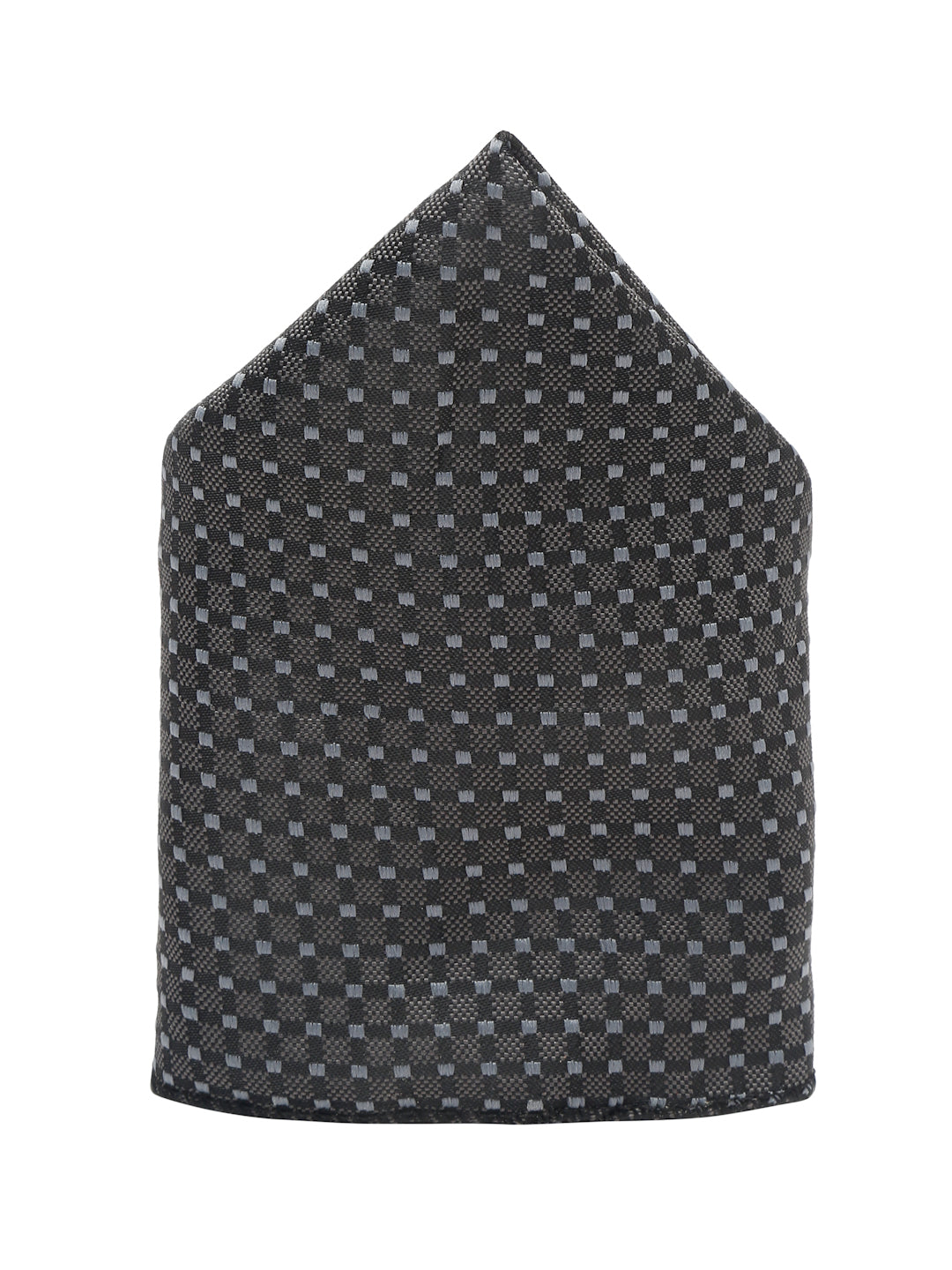 Dark Grey Luxury Italian Silk Necktie Set With Pocket Square Cufflinks Brooch Chrome Tie pin