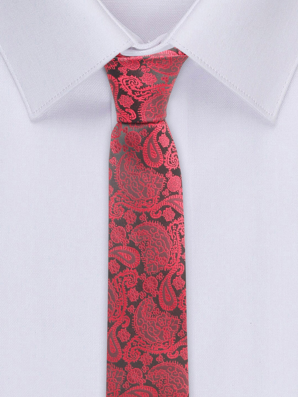 Crimson Red Luxury Italian Silk Necktie Set With Pocket Square Cufflinks Brooch Gold Tie pin