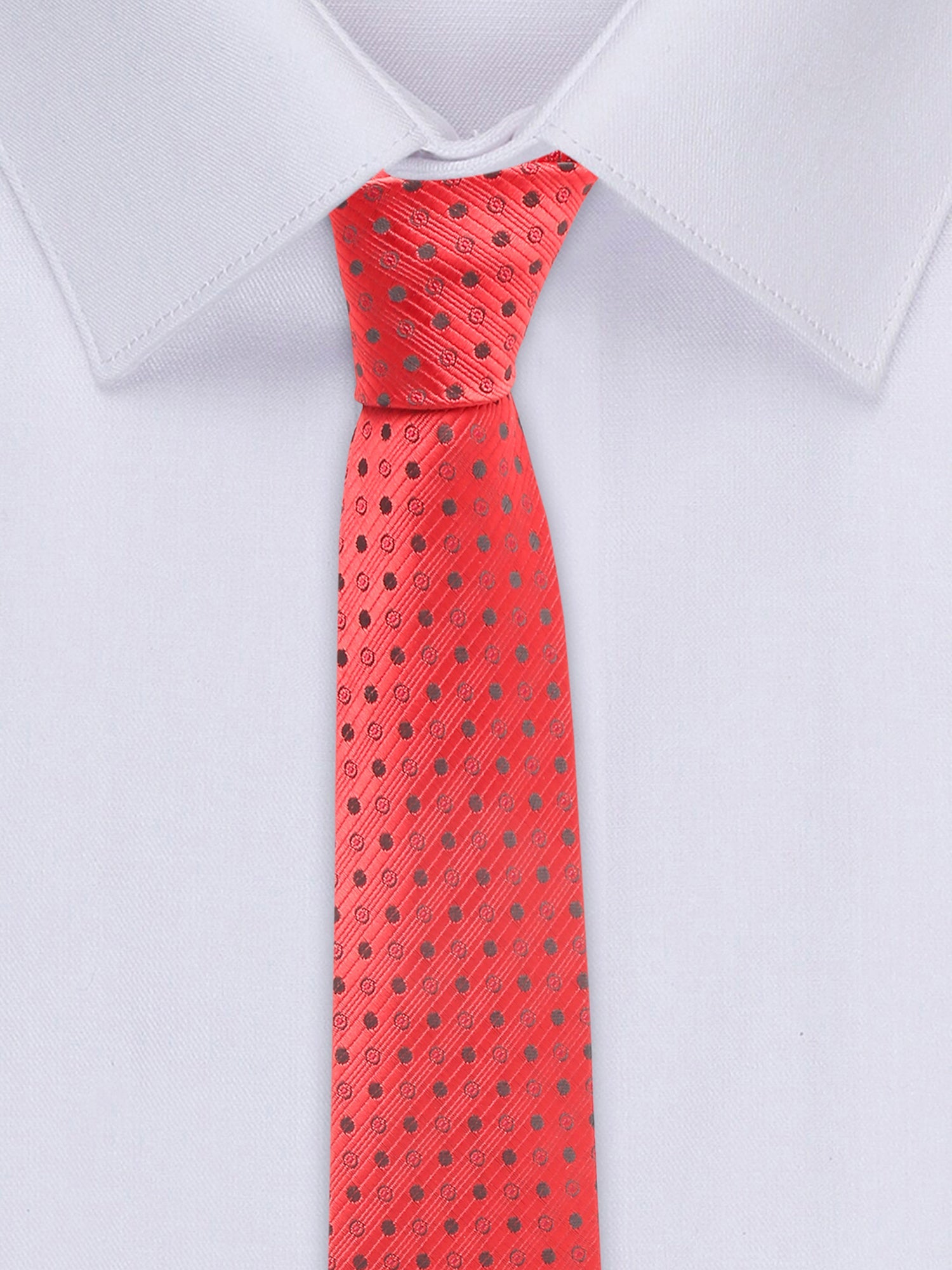 Indian Red Luxury Italian Silk Necktie Set With Pocket Square Cufflinks Brooch Gold Tie pin