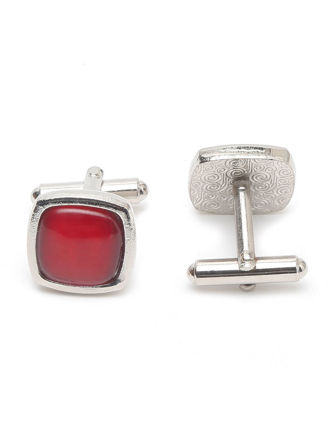 Ruby Red Luxury Italian Silk Necktie Set With Pocket Square Cufflinks Brooch Gold Tie pin