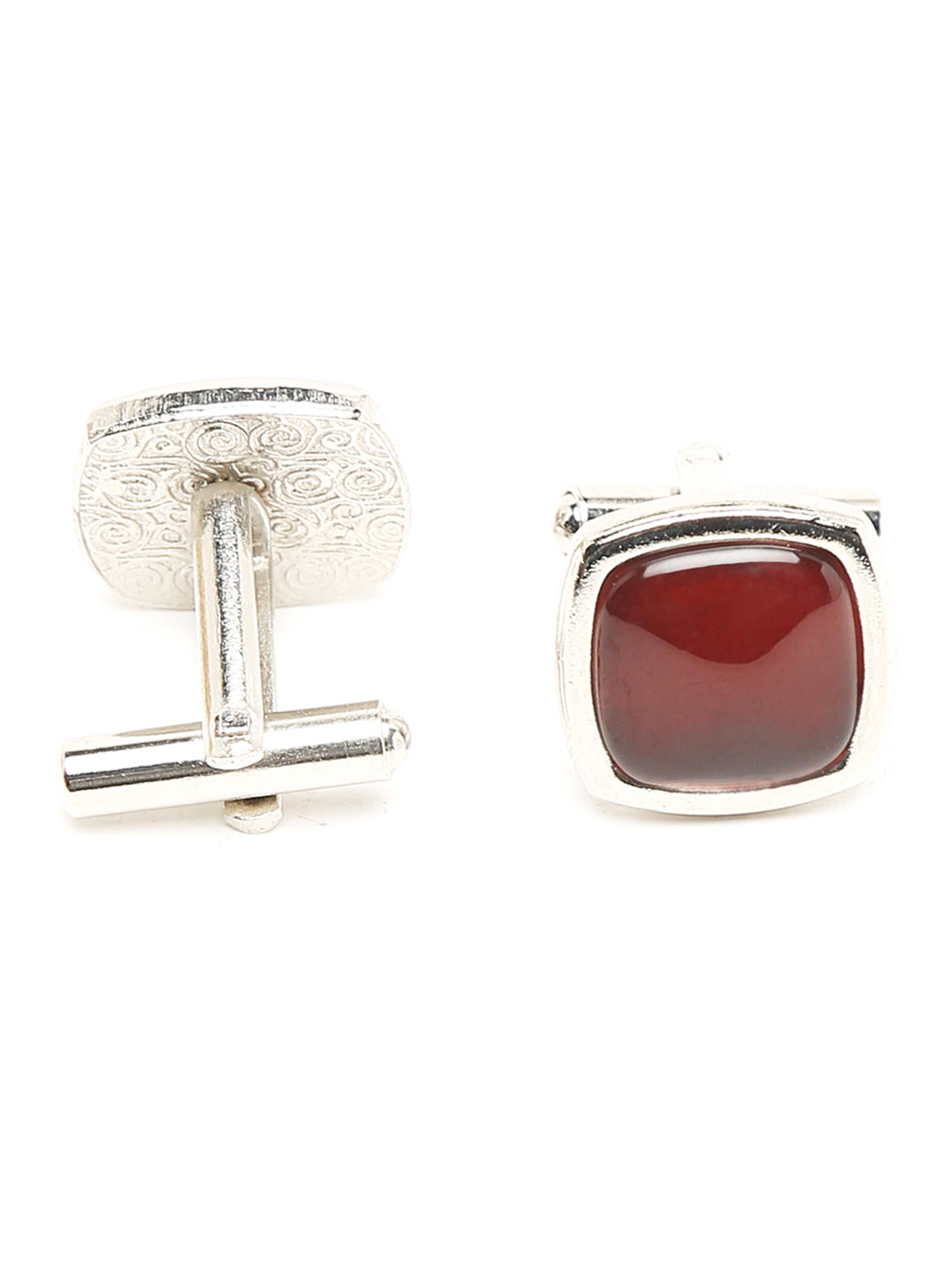 Polka Red Luxury Italian Silk Necktie Set With Pocket Square Cufflinks Brooch Chrome Tie pin