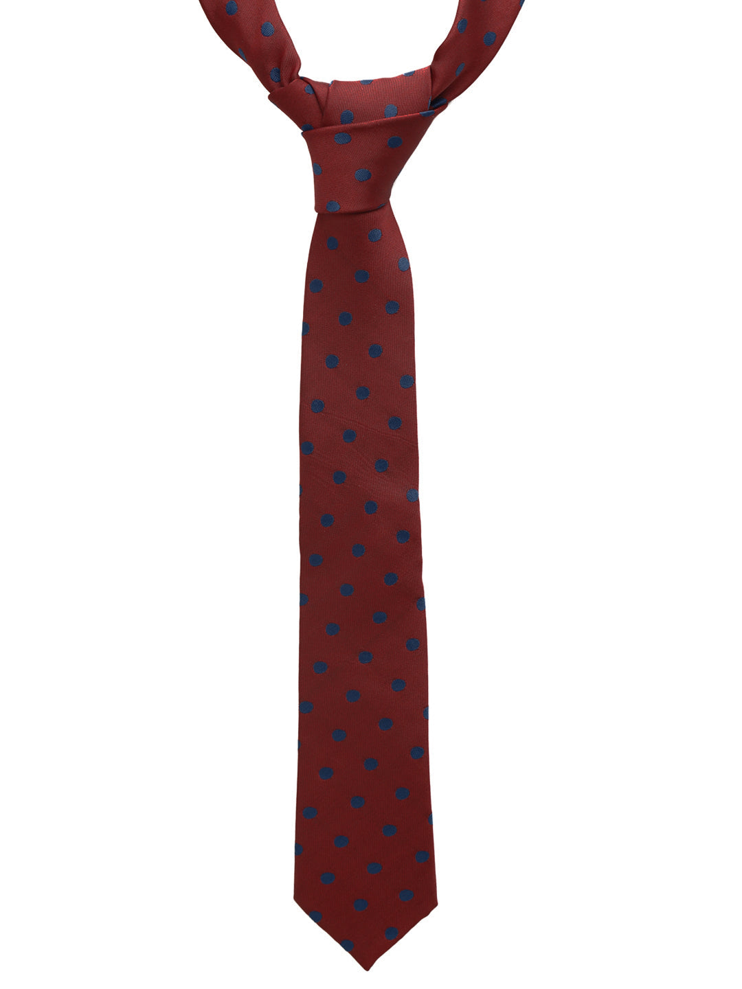 Polka Red Luxury Italian Silk Necktie Set With Pocket Square Cufflinks Brooch Chrome Tie pin
