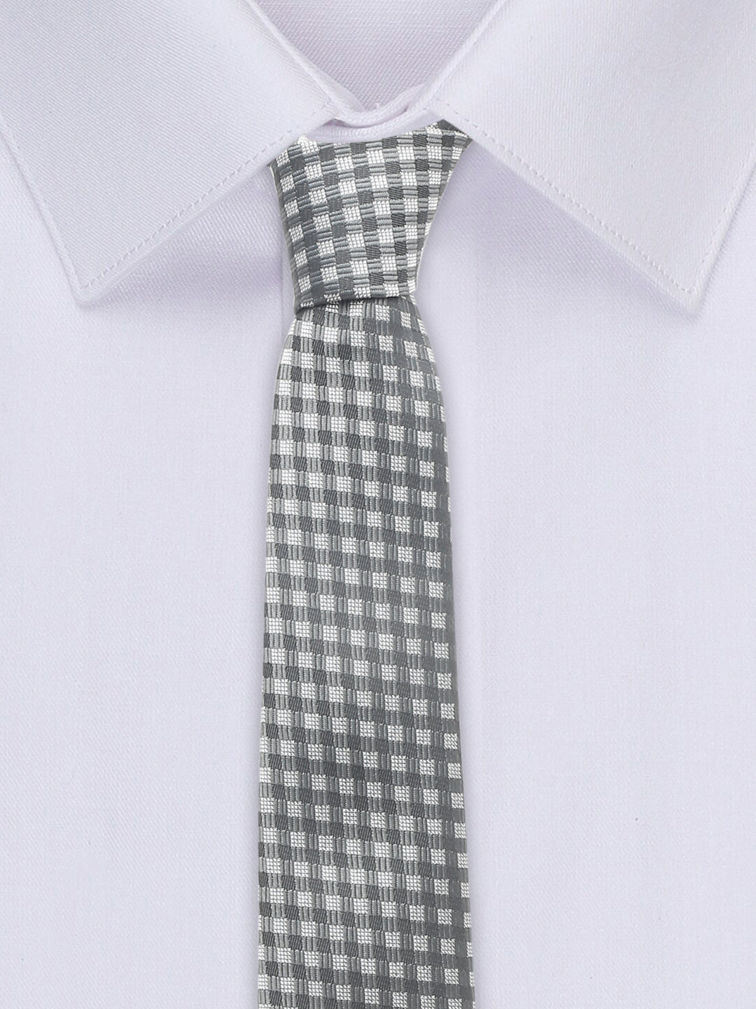Checkerd Black Luxury Italian Silk Necktie Set With Pocket Square Gold Tie pin