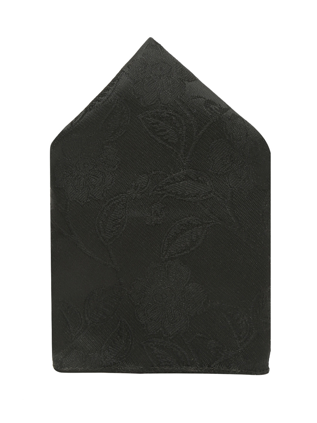 Floral Black Luxury Italian Silk Necktie Set With Pocket Square Gold Tie pin