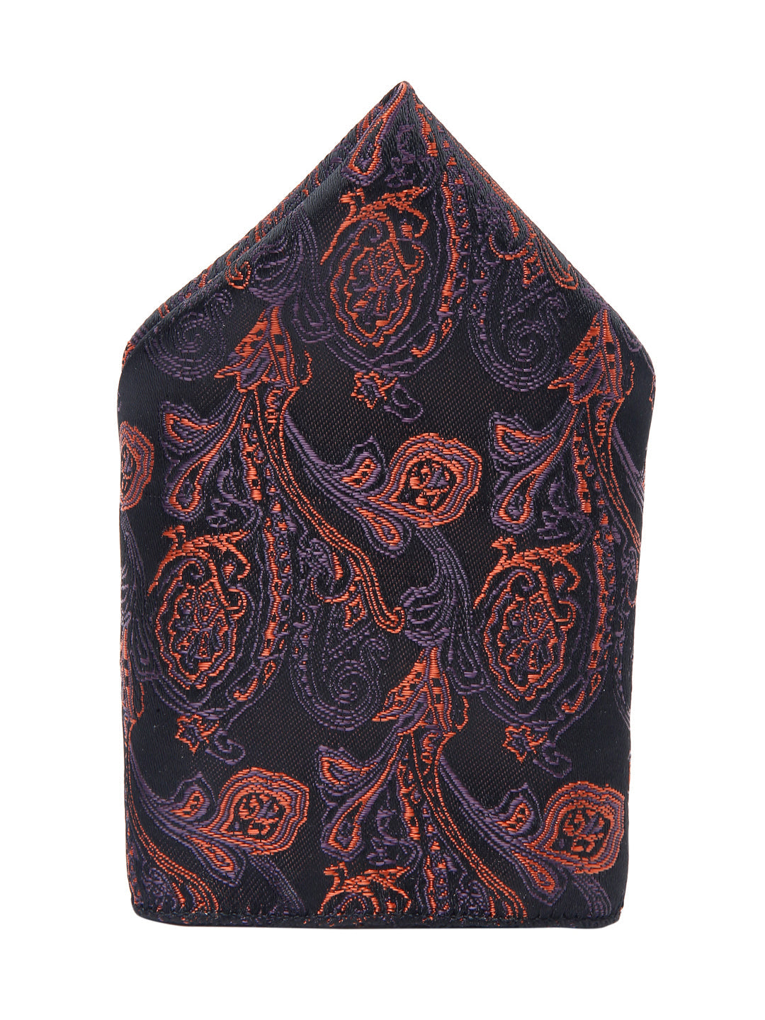 Flowral Brown Luxury Italian Silk Necktie Set With Pocket Square Gold Tie pin