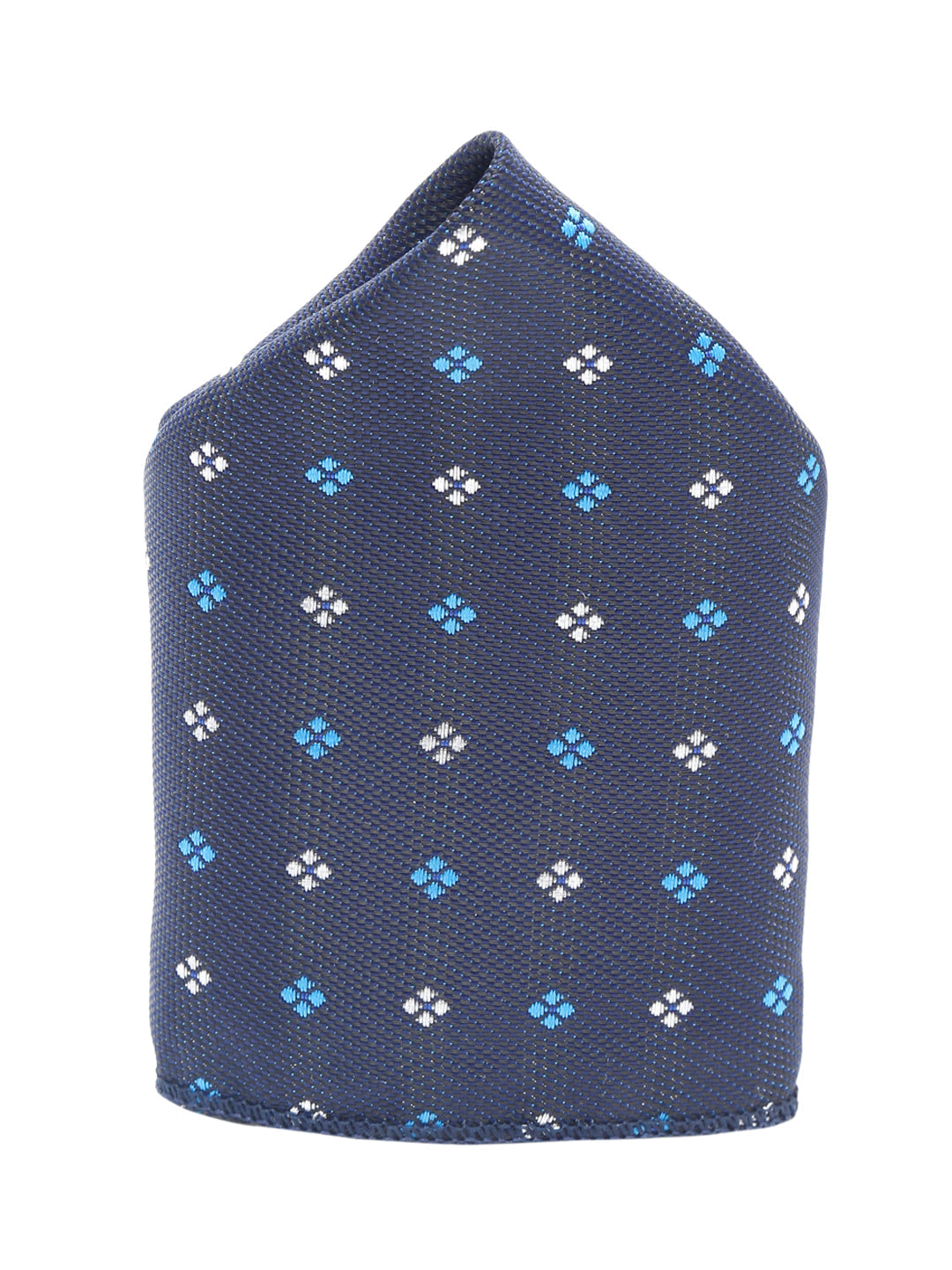 Floaral Printed Blue Luxury Italian Silk Necktie Set With Pocket Square Gold Tie pin