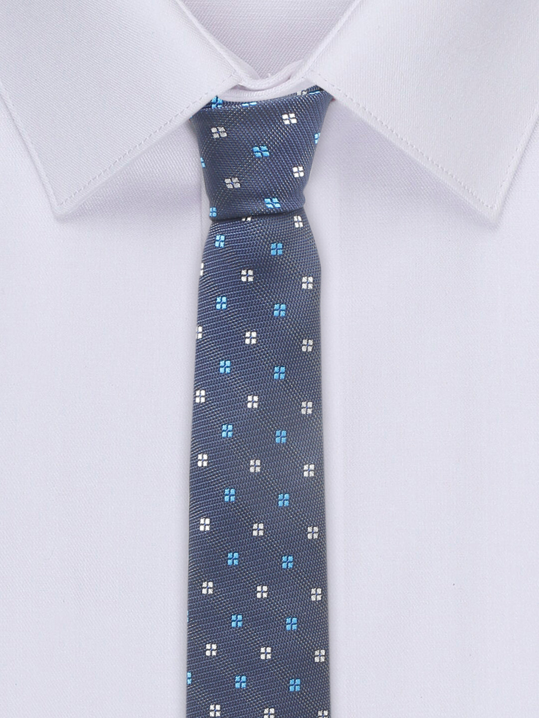 Floaral Printed Blue Luxury Italian Silk Necktie Set With Pocket Square Gold Tie pin