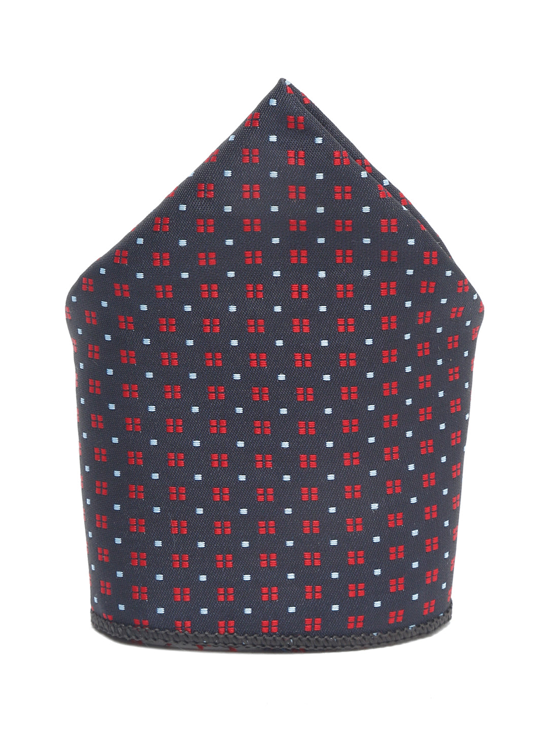 Blue Dotted Pattern Luxury Italian Silk Necktie Set With Pocket Square Gold Tie pin