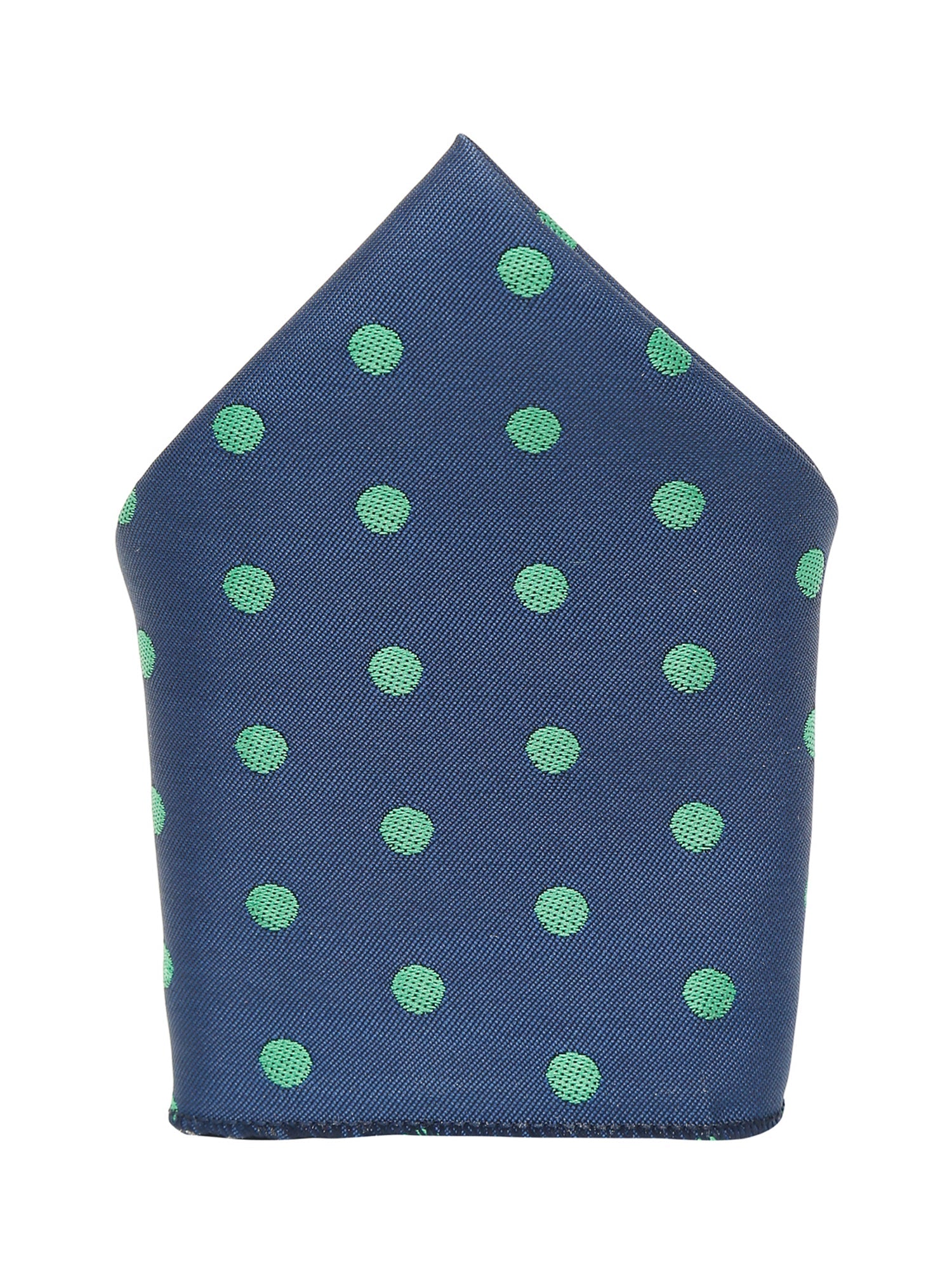 Polka Dot Blue Luxury Italian Silk Necktie Set With Pocket Square Gold Tie pin