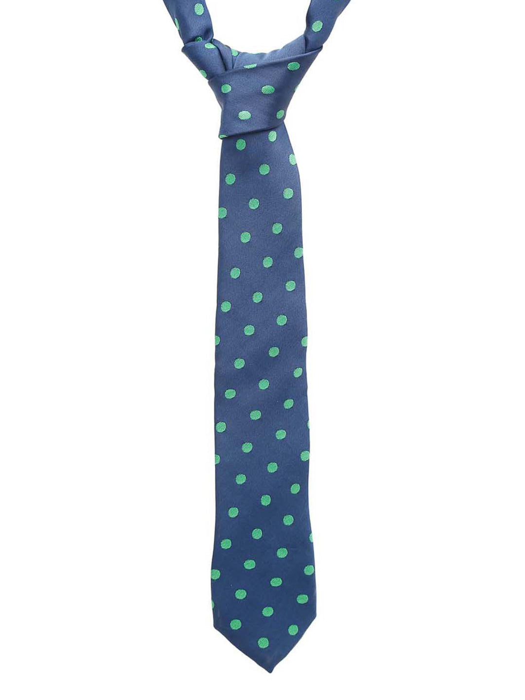 Polka Dot Blue Luxury Italian Silk Necktie Set With Pocket Square Gold Tie pin