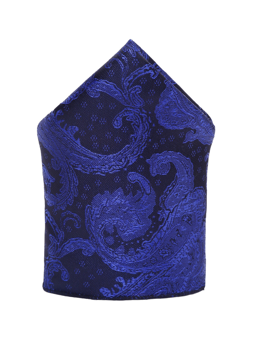 Royal Blue Luxury Italian Silk Necktie Set With Pocket Square Gold Tie pin