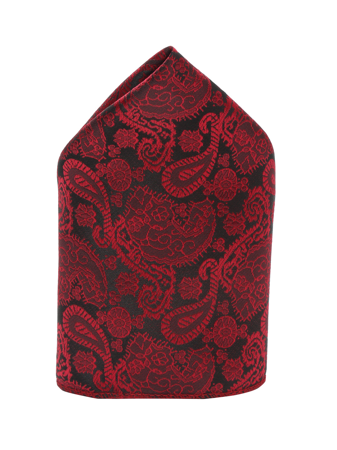 Crimson Red Luxury Italian Silk Necktie Set With Pocket Square Gold Tie pin