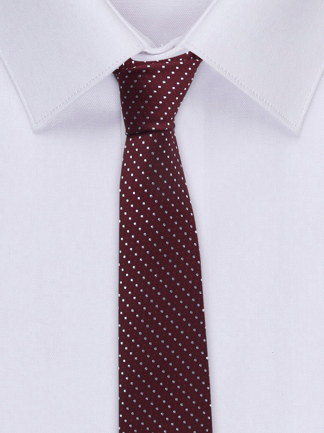 Polka Red Luxury Italian Silk Necktie Set With Pocket Square Gold Tie pin