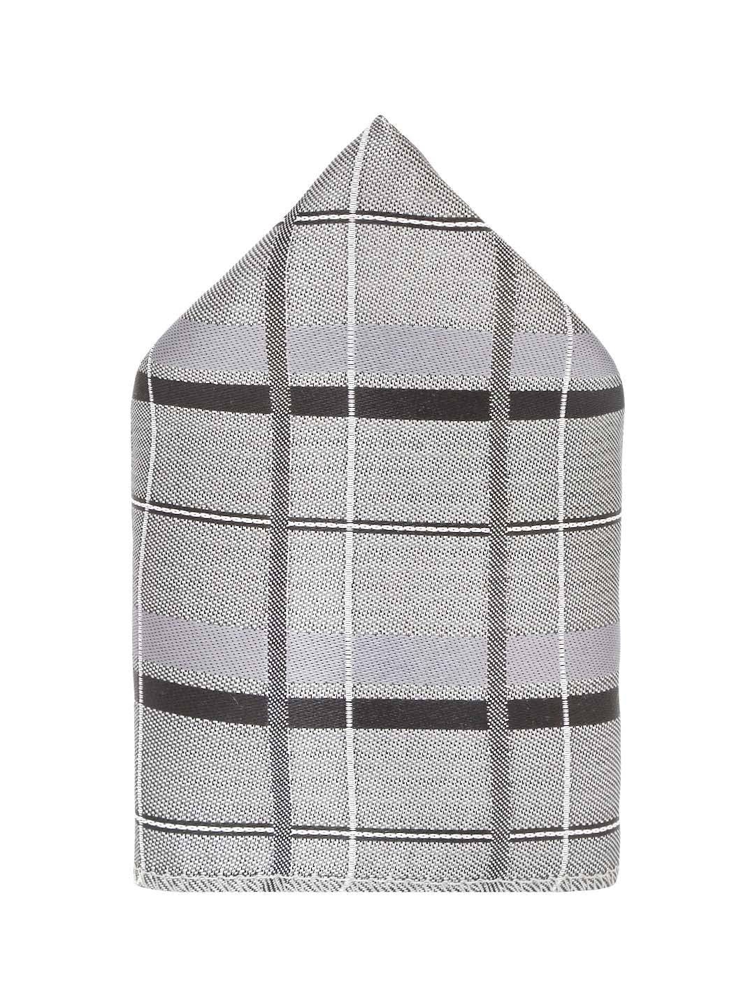Pewter Grey Italian Silk Necktie Set Pocket Square Golden Tiepin