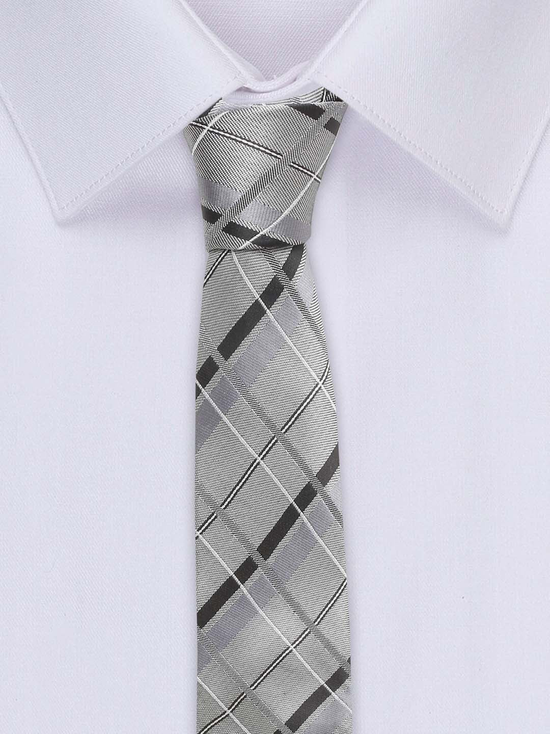 Pewter Grey Italian Silk Necktie Set Pocket Square Golden Tiepin