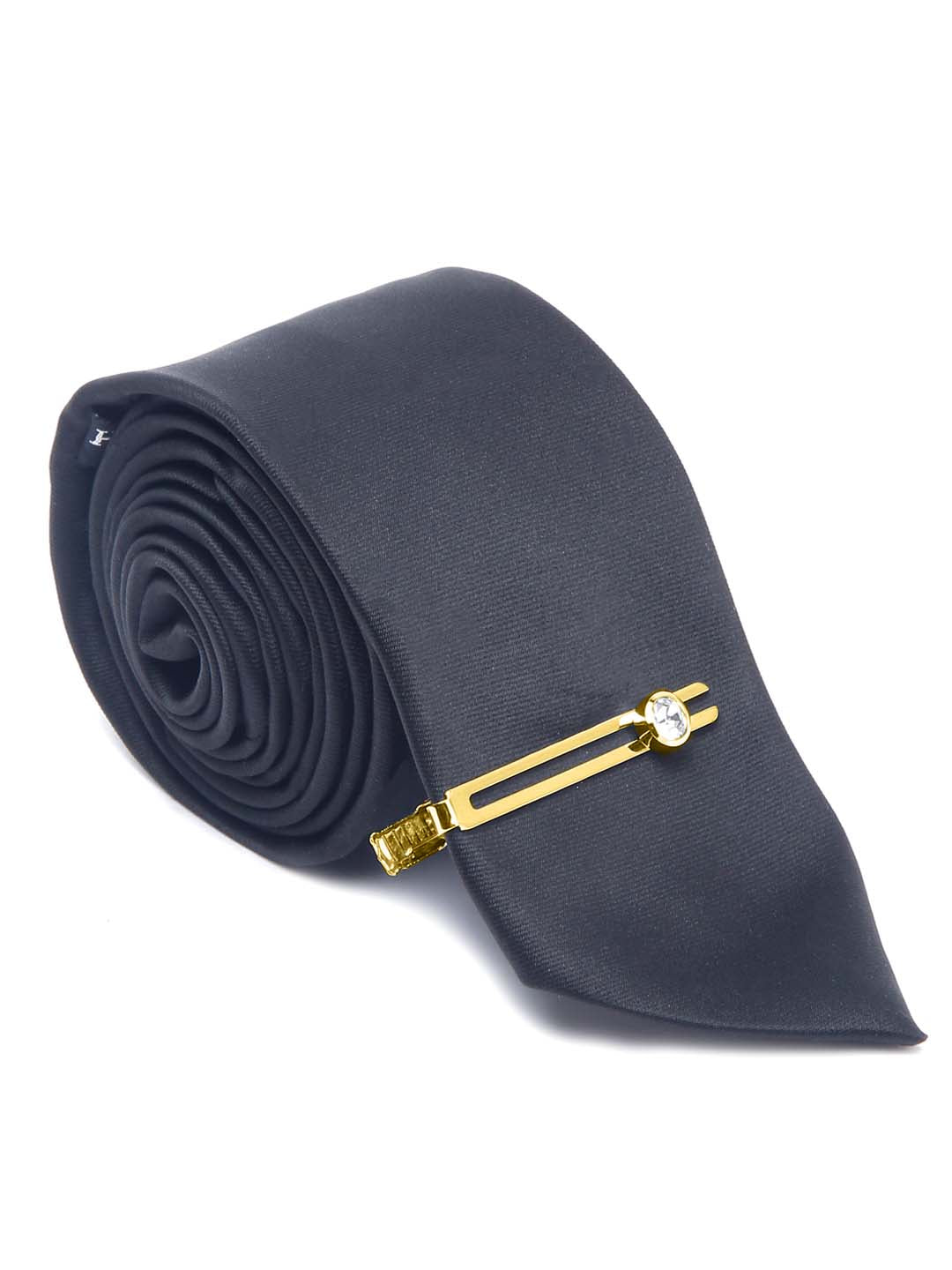 Devils Black Luxury Italian Silk Necktie Set With Pocket Square Gold Tie pin